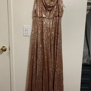 Rose gold evening dress. Great for anything formal